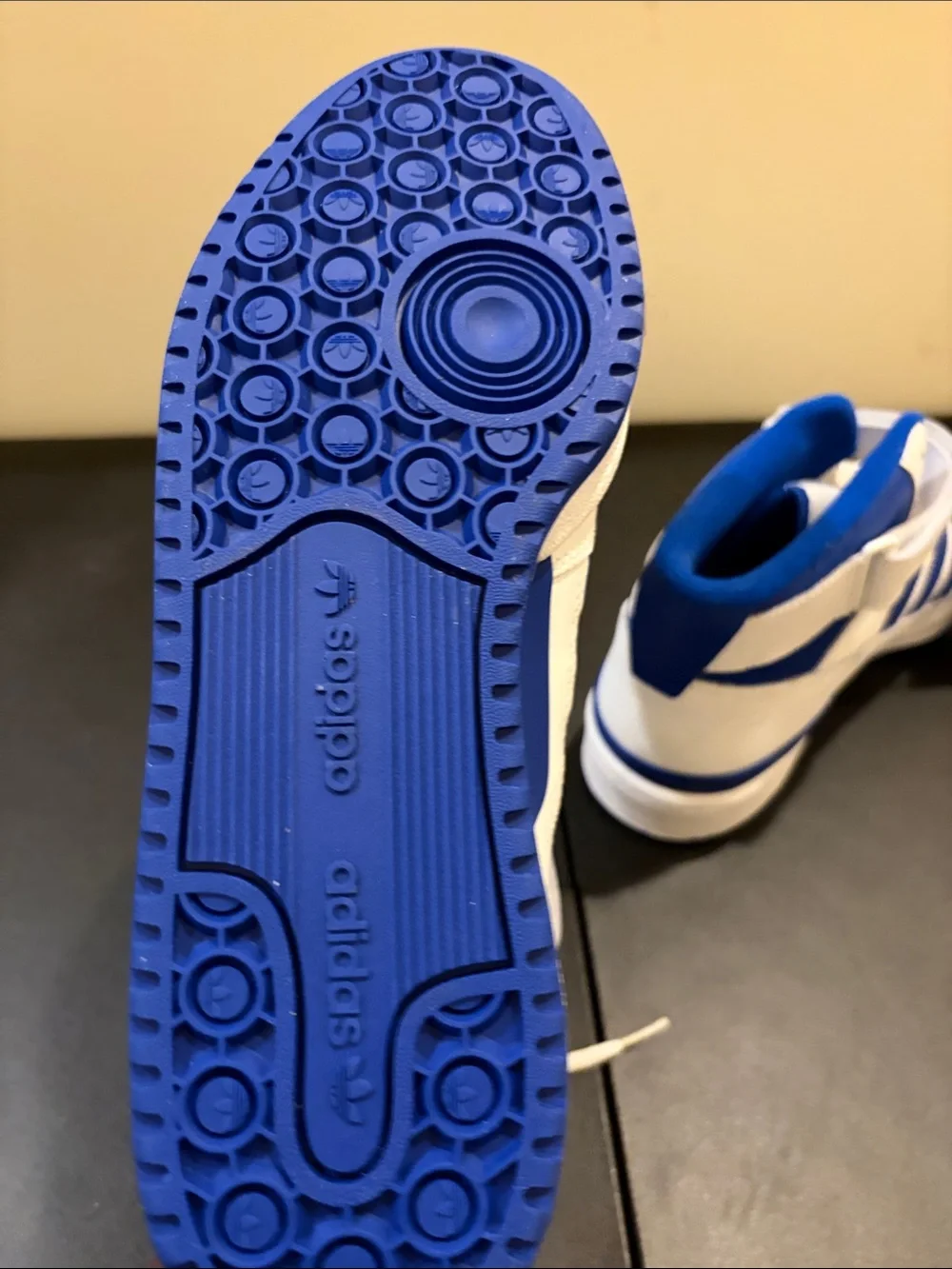 adidas Kids White and Royal Blue High-Top Sneakers